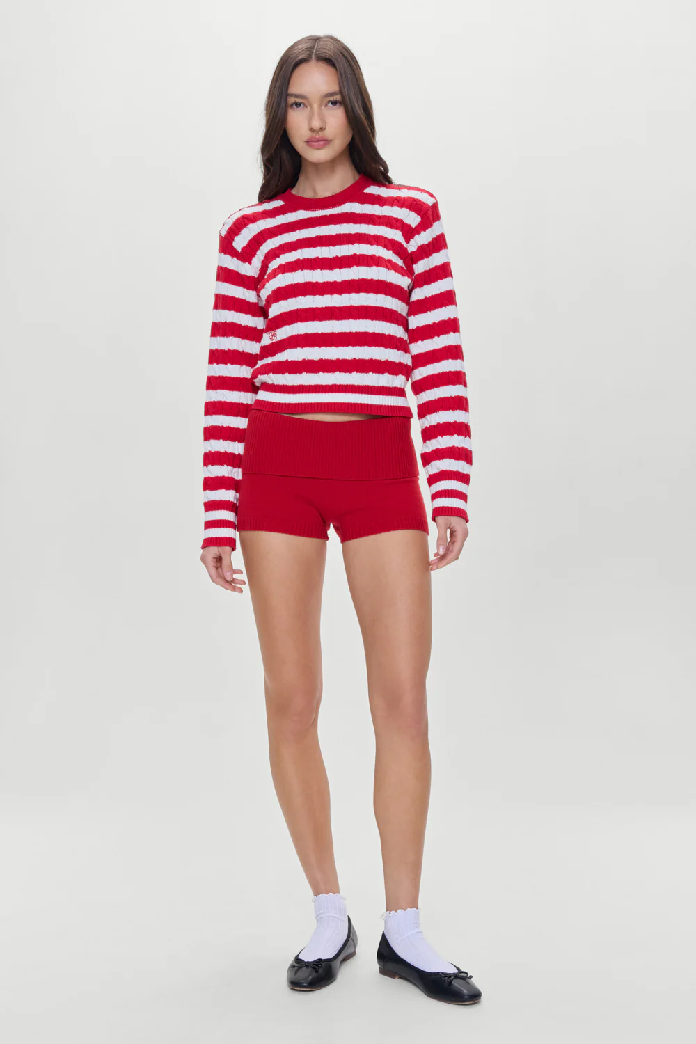 Varsity Cable Knit Sweater - Heartstrings Stripe - Image 2