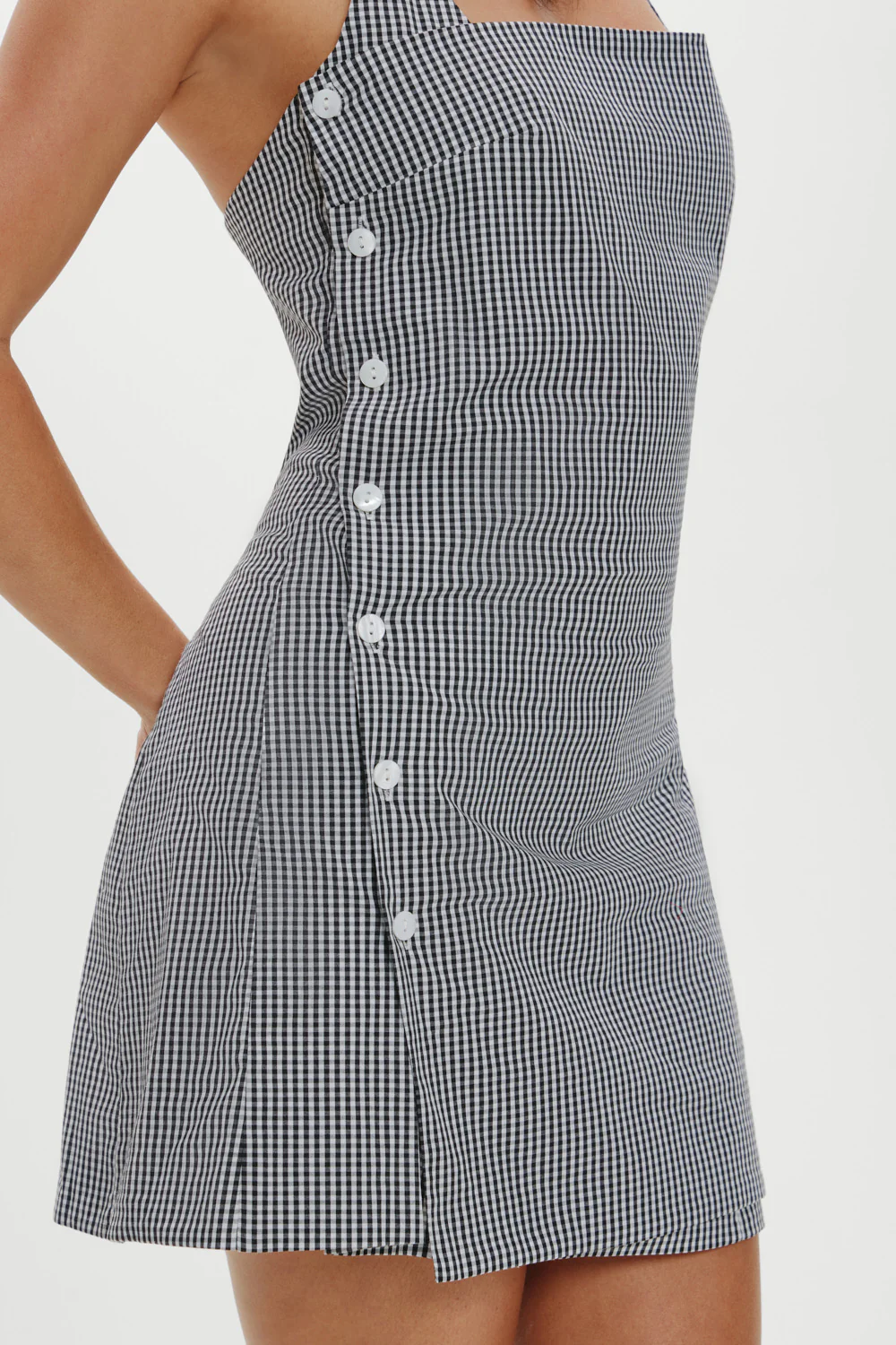 West Cotton Wrap Mini Dress - Morning Gingham - Image 6