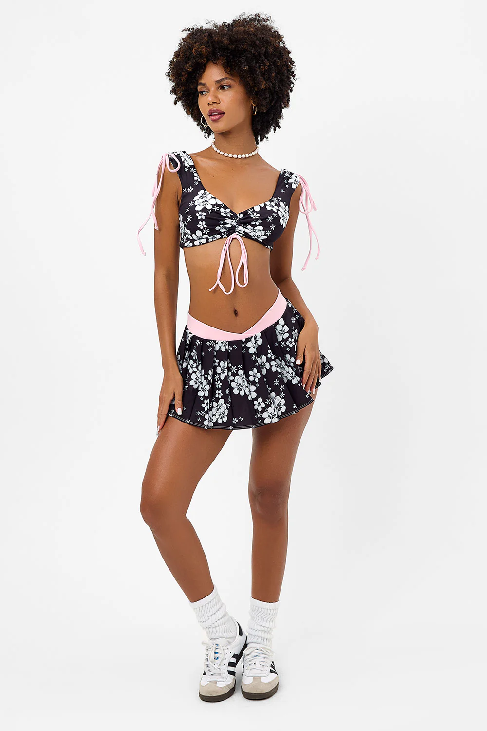 Windy Ruched Floral Crop Top - Plush Plumeria - Image 2