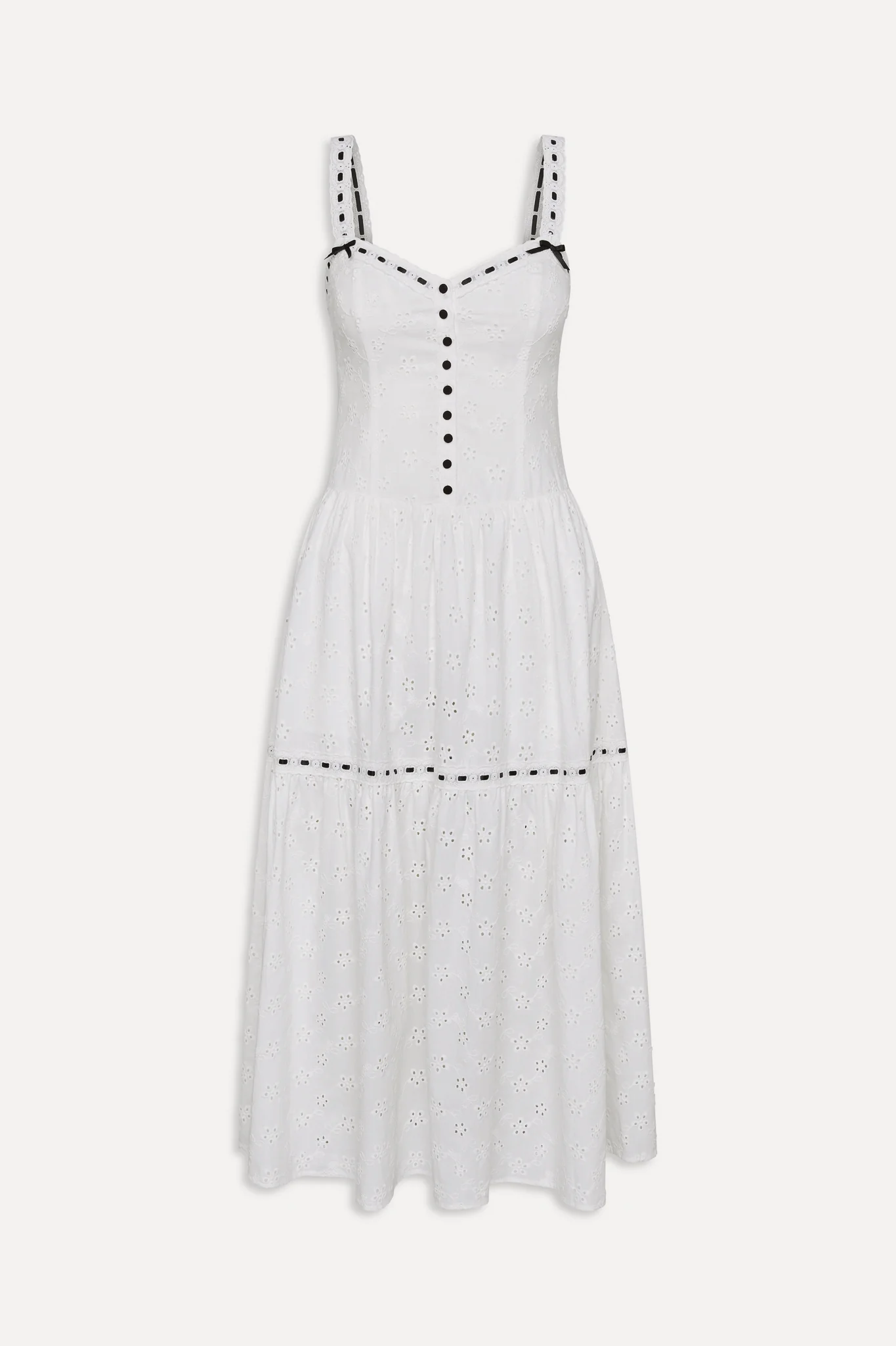 x BELLA HADID Bishop Eyelet Maxi Dress - Salt Air Eyelet - Image 3
