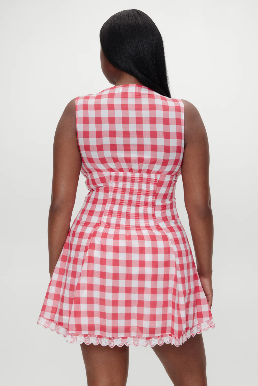 x BELLA HADID Farm Gingham Mini Dress - Malibu Picnic - Image 6