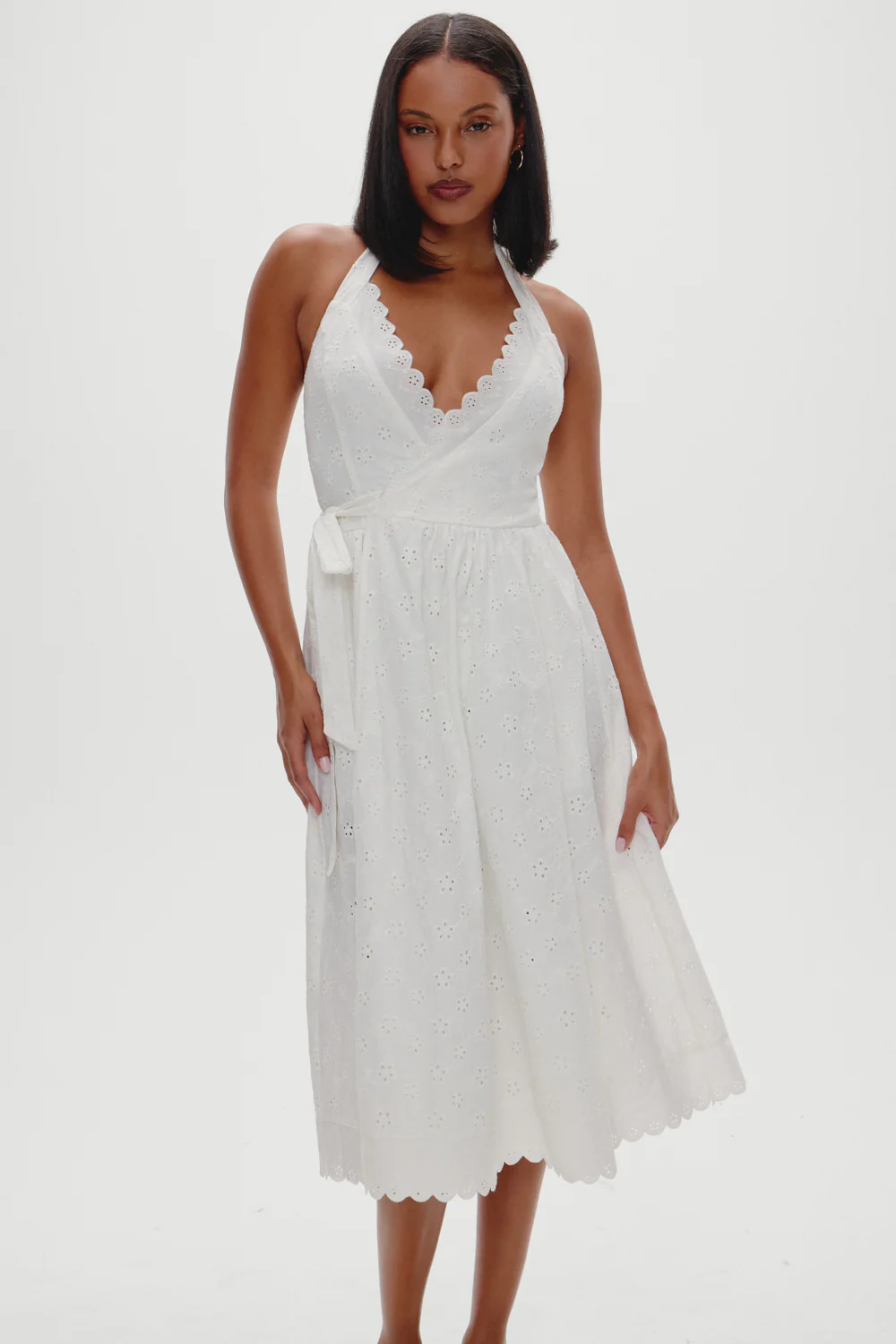 x BELLA HADID Fort Worth Fairy Midi Dress - Salt Air Eyelet