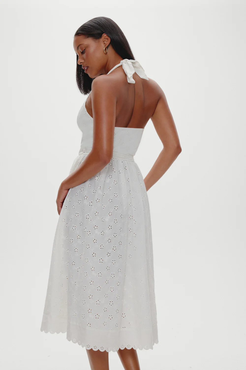 x BELLA HADID Fort Worth Fairy Midi Dress - Salt Air Eyelet - Image 4
