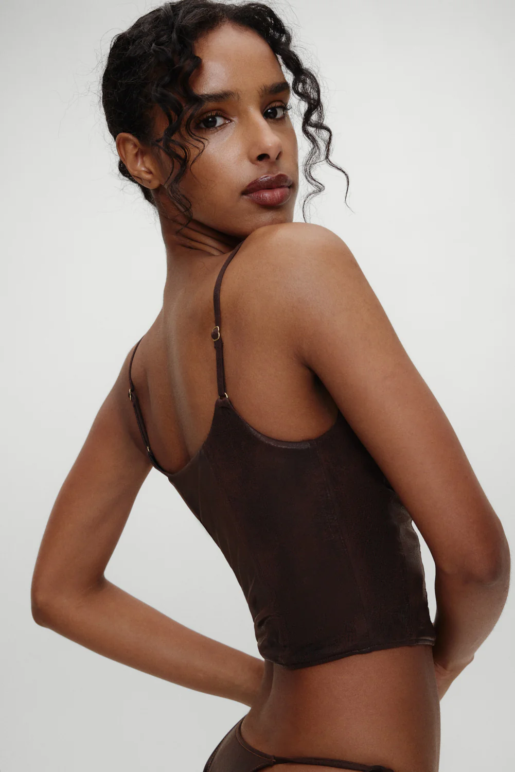 x BELLA HADID Ranch Corset Bikini Top - Cocoa - Image 4