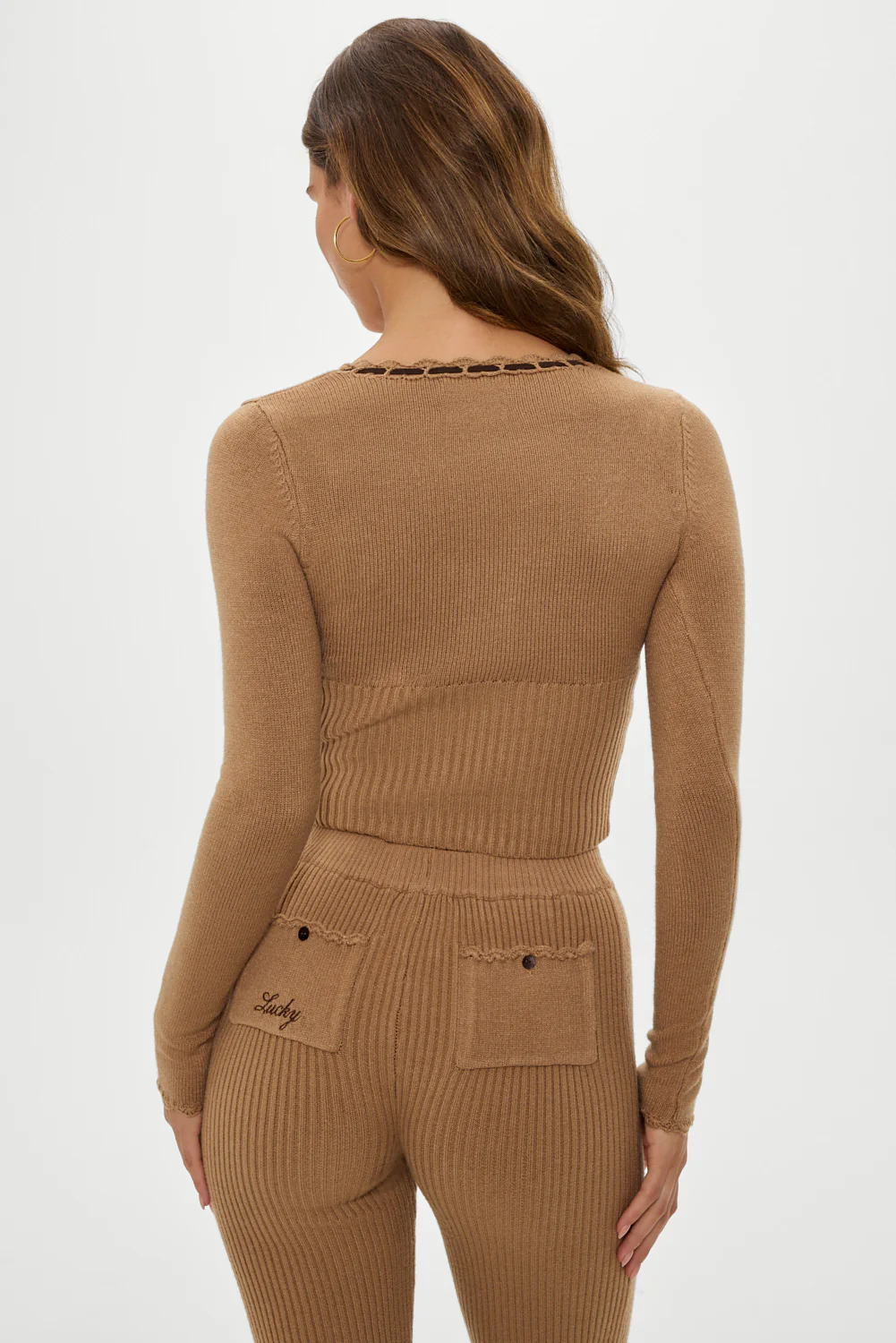 x BELLA HADID Texas Knit Cardigan - Caramel - Image 5