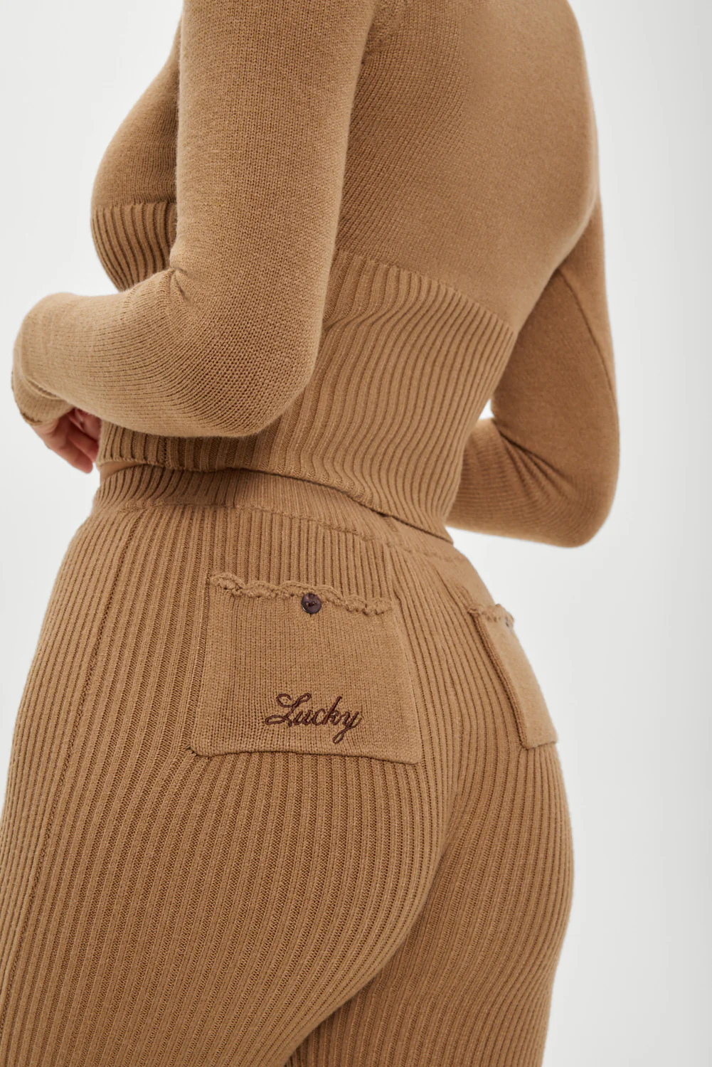 x BELLA HADID Texas Knit Pants - Caramel - Image 2