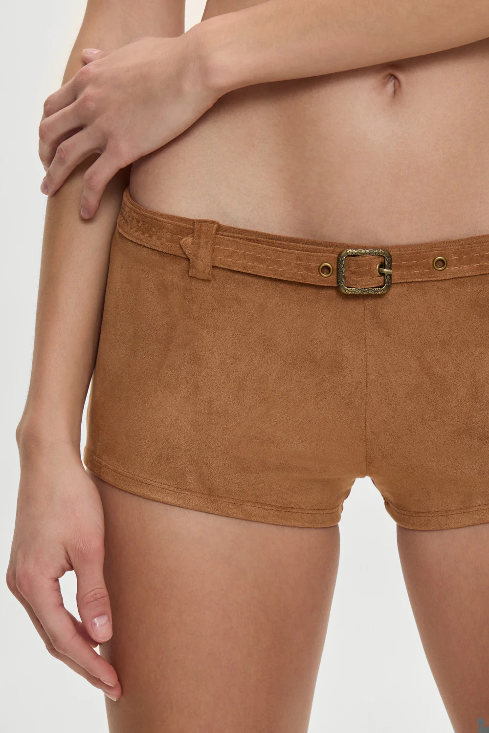 x BELLA HADID Wrangler Suede Booty Shorts - Sunkissed Suede - Image 2